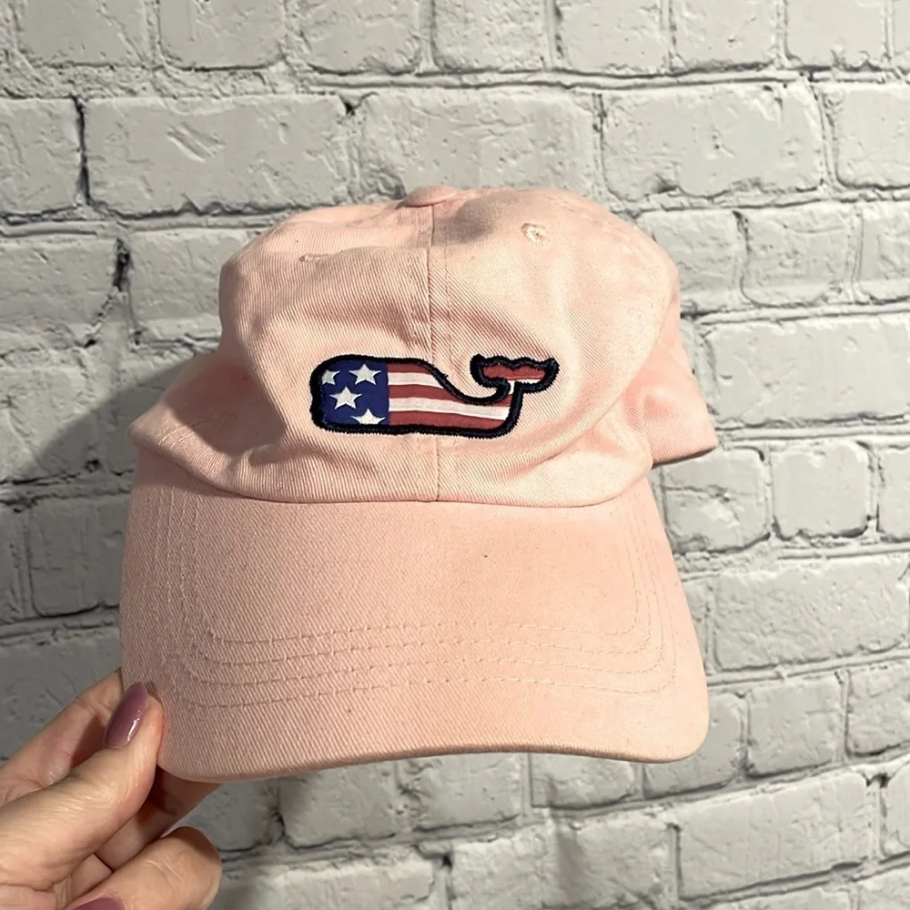 Vineyard Vines | American flag whale baseball hat in Pink